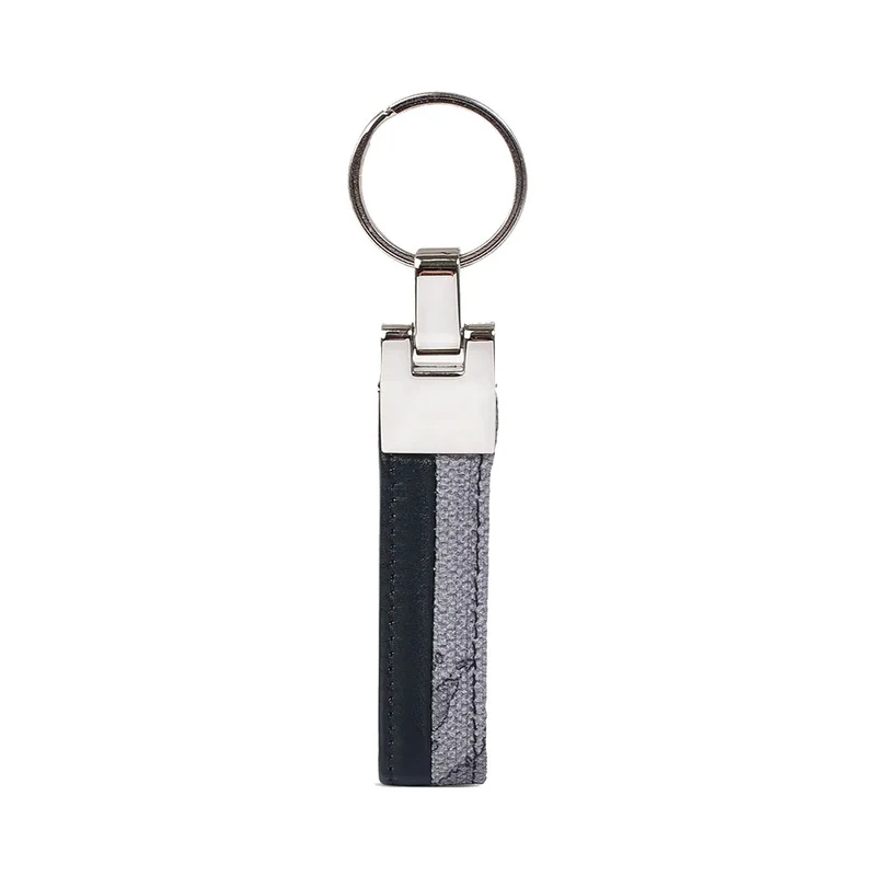 Portachiavi Uomo con Anello 1A Classe Alviero Martini in Pelle Nero con dettagli Geo Dark W274