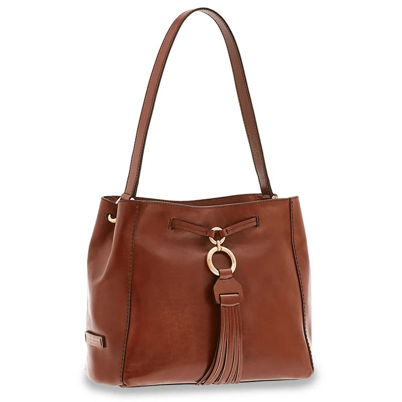 Borsa Donna Hobo a Spalla Media THE BRIDGE in Pelle Martellata Marrone linea Margherita