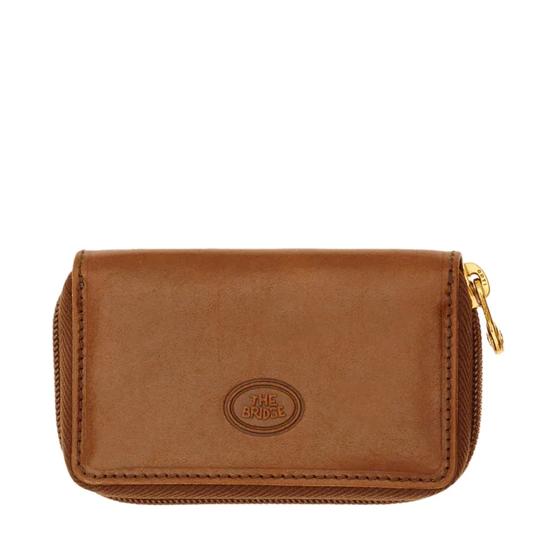 Portachiavi Uomo con Zip THE BRIDGE in Pelle Marrone linea Story Made in Italy