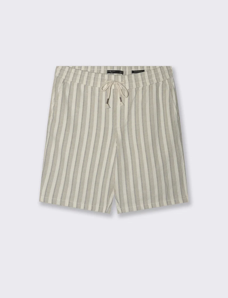 Bermuda a righe effetto lino da uomo - Beige