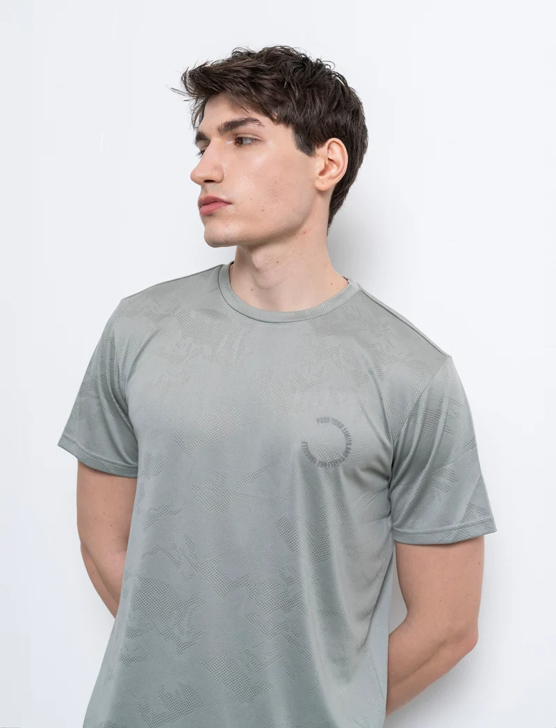 Maglietta da allenamento fantasia traforata da uomo - Verde